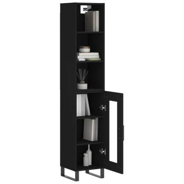 Stylish Highboard Black 34.5x34x180 cm - Hipomarket UK