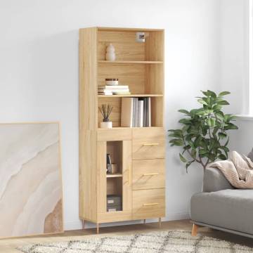 Stylish Highboard Sonoma Oak - 69.5x34x180 cm | Hipo Market