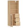 Stylish Highboard Sonoma Oak - 69.5x34x180 cm | Hipo Market