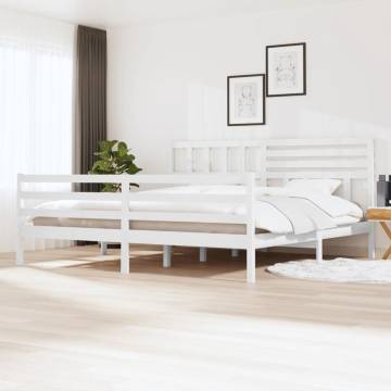 White Super King Size Bed Frame - Solid Wood 180x200 cm