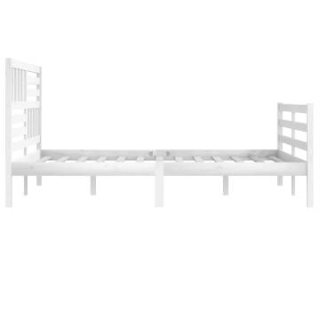 White Super King Size Bed Frame - Solid Wood 180x200 cm