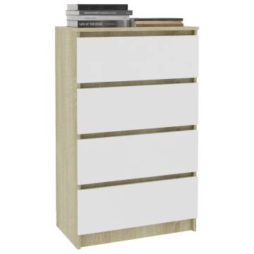 Elegant White and Sonoma Oak Sideboard - 60x35x98.5 cm