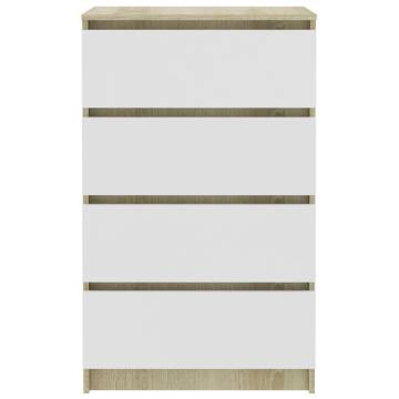 Elegant White and Sonoma Oak Sideboard - 60x35x98.5 cm