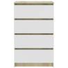 Elegant White and Sonoma Oak Sideboard - 60x35x98.5 cm