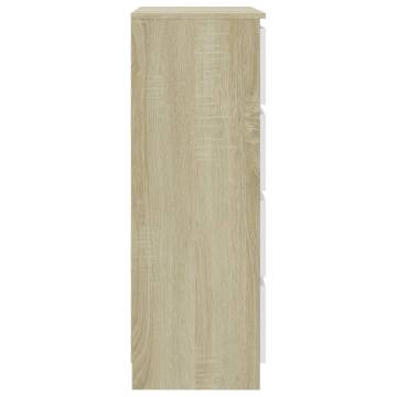 Elegant White and Sonoma Oak Sideboard - 60x35x98.5 cm