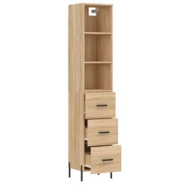 Elegant Highboard Sonoma Oak - 34.5x34x180 cm Engineered Wood