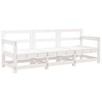 3 Piece Garden Lounge Set | White Solid Wood Pine