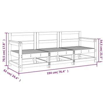 3 Piece Garden Lounge Set | White Solid Wood Pine