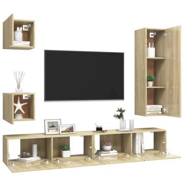 5 Piece TV Cabinet Set - Sonoma Oak - Stylish Storage Solution