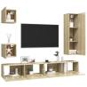 5 Piece TV Cabinet Set - Sonoma Oak - Stylish Storage Solution