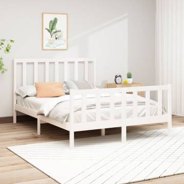 White Solid Wood Pine Bed Frame 140x190 cm - Modern & Sturdy