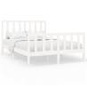 White Solid Wood Pine Bed Frame 140x190 cm - Modern & Sturdy