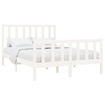 White Solid Wood Pine Bed Frame 140x190 cm - Modern & Sturdy