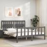 Bed Frame with Headboard Grey King Size Solid Wood Colour grey Size 150 x 200 cm 