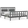 Solid Wood Grey King Size Bed Frame with Headboard | HipoMarket