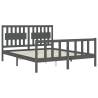 Solid Wood Grey King Size Bed Frame with Headboard | HipoMarket