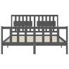 Solid Wood Grey King Size Bed Frame with Headboard | HipoMarket