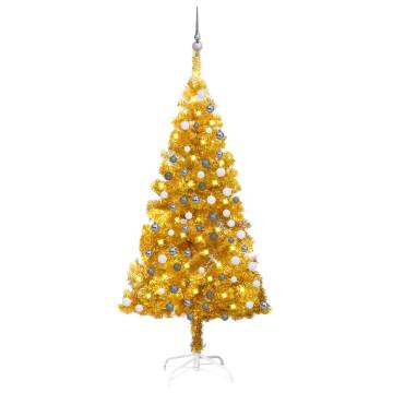 Artificial Gold Pre-lit Christmas Tree with Ball Set - 150 cm