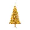 Artificial Pre-lit Christmas Tree with Ball Set Gold 150 cm PET Colour gold and grey Size 150 x 75 cm Quantity in Package 1 Number of Branch Tips 