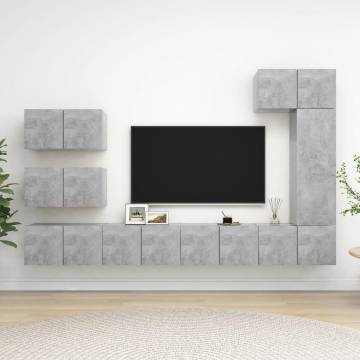 8 Piece TV Cabinet Set - Concrete Grey Engineered Wood