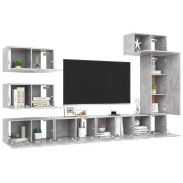 8 Piece TV Cabinet Set - Concrete Grey Engineered Wood