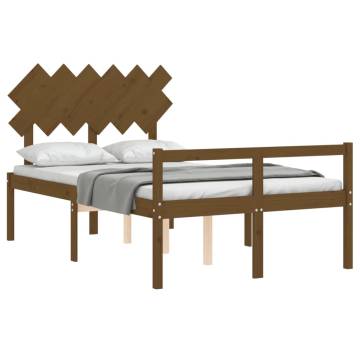 Honey Brown Double Bed Frame with Headboard | Solid Wood