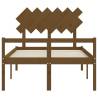 Honey Brown Double Bed Frame with Headboard | Solid Wood