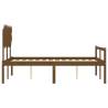 Honey Brown Double Bed Frame with Headboard | Solid Wood