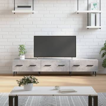 Stylish Concrete Grey TV Cabinet - 150x36x30 cm