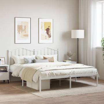 Metal Bed Frame with Headboard - White 180x200 cm Super King