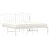 Metal Bed Frame with Headboard - White 180x200 cm Super King