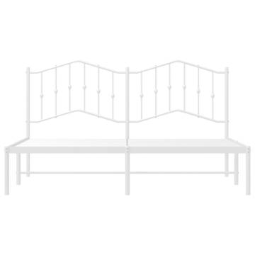 Metal Bed Frame with Headboard - White 180x200 cm Super King