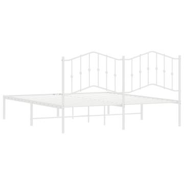 Metal Bed Frame with Headboard - White 180x200 cm Super King