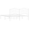 Metal Bed Frame with Headboard - White 180x200 cm Super King