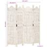 Hand Carved 4-Panel Room Divider - 160x165 cm Solid Mango Wood