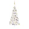 Artificial Half Pre-lit Christmas Tree with Ball Set White 210 cm Colour white and gold Size 210 x 120 cm Quantity in Package 1 Number of Branch Tips 