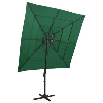 4-Tier Green Parasol with Aluminium Pole | Hipomarket UK