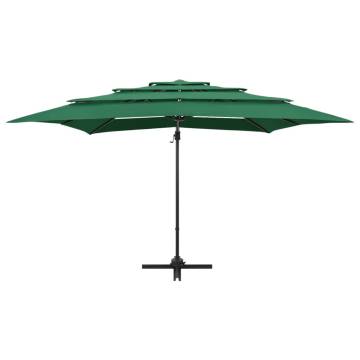 4-Tier Green Parasol with Aluminium Pole | Hipomarket UK