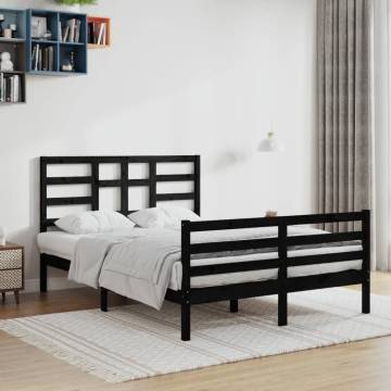 Black Solid Wood Bed Frame 120x200 cm - Modern Bedroom Furniture