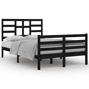 Black Solid Wood Bed Frame 120x200 cm - Modern Bedroom Furniture