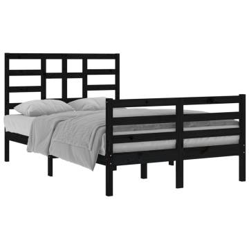 Black Solid Wood Bed Frame 120x200 cm - Modern Bedroom Furniture