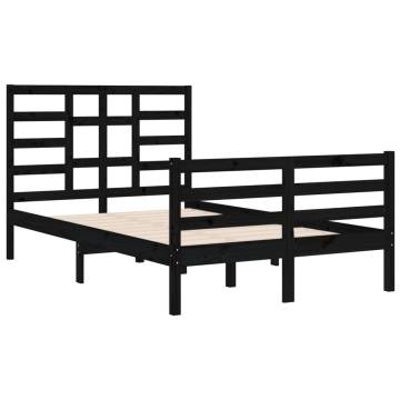 Black Solid Wood Bed Frame 120x200 cm - Modern Bedroom Furniture