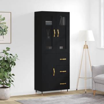 Highboard Black 69.5x34x180 cm | Stylish Engineered Wood Furniture