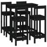 5 Piece Black Bar Set - Solid Wood Pine Furniture