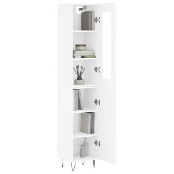 Elegant White Highboard - 34.5x34x180 cm | Hipomarket