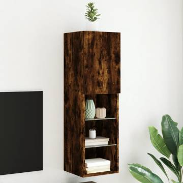 Stylish Smoked Oak TV Cabinet with LED Lights | Hipomarket