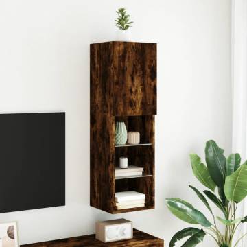 Stylish Smoked Oak TV Cabinet with LED Lights | Hipomarket