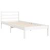 White Small Single Bed Frame with Headboard - Solid Pine