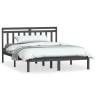 Solid Wood Grey King Size Bed Frame 150x200 cm | HipoMarket