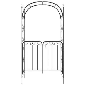 Stylish Black Garden Arch with Gate - 108x45x235 cm